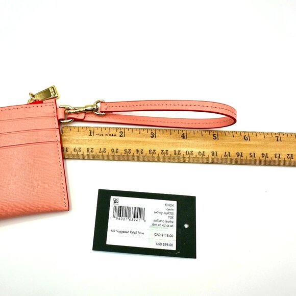 Kate Spade KL624 Devin Pop Trim Card Case Wristlet Setting Sun Saffiano Leather - Picture 14 of 15